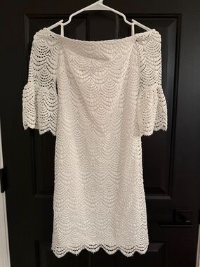Lilly Pulitzer White Off-Shoulder Crochet Midi Dress